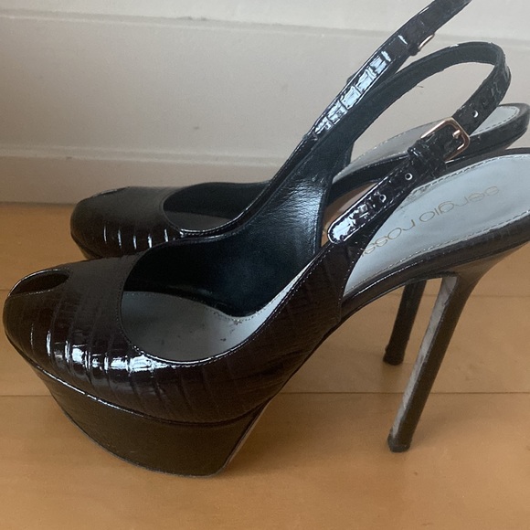 Sergio Rossi Peep Toe Sling Back Heels - Picture 2 of 6